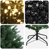  Umjetno božićno drvce s kuglicom 210 cm 300 LED lampica - Zelena 210 cm s LED-ima i crnim lopticama | shoptok.hr