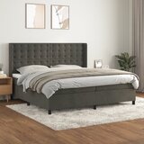 The Living Store Box spring postelja z vzmetnico temno siva 200x200 cm žamet - Box Spring Postelja, (21488465) Cene