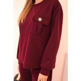 Kesi Włoski Women's set buttercream sweatshirt and pants with elastic plum | shoptok.hr