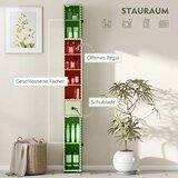  Uski kupaonski ormarić s ladicom i 4 otvorena pretinca za male prostore 20 x 20 x 180 cm zeleni | shoptok.hr