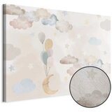  Slika - Fairy-Tale Moon - Pastel Moon with Balloons Among Colorful Clouds and Stars in Subdued Colors on a Light Background 30x2 | shoptok.hr