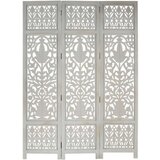 Sobna Ročno izrezljan paravan 3-delni siv 120x165 cm trden mangov les, (20984119) | Shoptok.si