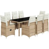 vidaXL 9-dijelni vrtni bistro set od poliratana s jastucima bež | shoptok.hr