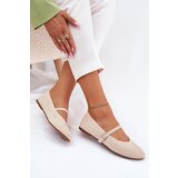 Boto Flat Ballerinas With Strap Eco Suede Beige Tirilina | Shoptok.si