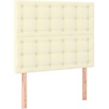  Krevet box spring s madracem LED krem 120x200cm od umjetne kože - Krema 120 x 200 cm gumbi | shoptok.hr