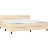  Box spring postelja z vzmetnico LED krem 200x200 cm blago | Shoptok.si