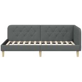  Kutni okvir kreveta s uzglavljem Tamno siva 90 x 200 cm tkanina | shoptok.hr
