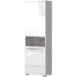 vitrina V60XV-1KS/PN - kolekcija piano - bela lak/kristalno bela hg lak - 60x193x40 cm