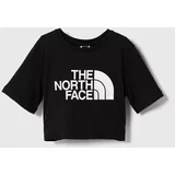 The North Face Otroška bombažna kratka majica G S/S CROP EASY TEE črna barva