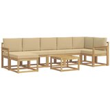 vidaXL Zunanja garnitura za sedenje 8 pcs Bela in bež Poliester, (5000282386) | Shoptok.si