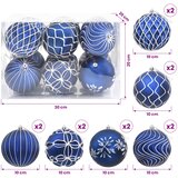  Set božićnih kuglica XL 12 kom. Plava i bijela 10 cm Polistiren | shoptok.hr