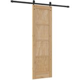  Klizna vrata Prirodna i crna 61 x 198,5 cm Masivna borovina | shoptok.hr