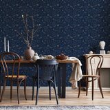  Tapeta - Cosmic Fantasy - Pattern with Suns - Moons - and Dragonflies on a Dark Background. 49x1000 Samoljepljiva | shoptok.hr