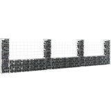 vidaXL Gabion košara U-oblike s 4 stebri železo 380x20x100 cm Cene
