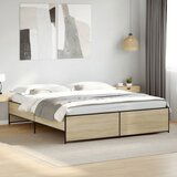 Maison Chic Posteljni okvir - Dvoposteljna postelja - Zakonska postelja sonoma hrast 200x200 cm inž. les in kovina-J5593, (21776724) | Shoptok.si