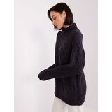 Fashion Hunters Black loose sweater with cables Cene