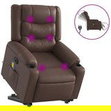 Maison Chic Električni masažni stol - Relax naslanjač s funkcijo vstajanja rjavo umetno usnje, (22061326) | Shoptok.si