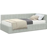 vidaXL Kotna postelja z vzmetnico Svetlo siva 100 x 200 cm Žamet | Shoptok.si