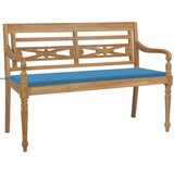 vidaXL Klop Batavia z modro blazino 150 cm trdna tikovina | Shoptok.si