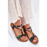 ARTIKER Flat Women's Sandals With Woven Strap And Decoration Black | shoptok.hr