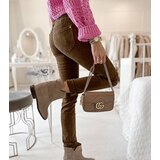 Gemre Brown Chevrette Fabric Trousers | shoptok.hr