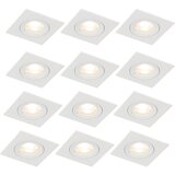 QAZQA Komplet 12 vgradnih reflektorjev belih kvadratnih GU10 50 mm IP44 - Xena Cene