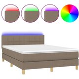  Box spring s madracem LED smeđesivi 140x190 cm tkanina | shoptok.hr