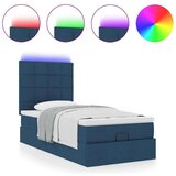 vidaXL Otomanski posteljni okvir z vzmetnico moder 90x190 cm blago, (21608632) | Shoptok.si