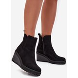 Boto Insulated Ankle Boots On Wedge Made Of Eco Suede Black Mavona | Eponuda.ba