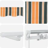 vidaXL Ročna retraktilna tenda z LED zeleno in rumeno 600x300 cm, Zamenjavna tenda za okvir 6x3 m zelena in rumena | Shoptok.si