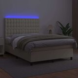  Box spring postelja z vzmetnico LED krem 140x190cm umetno usnje, (20899894) | Shoptok.si