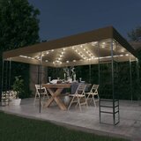 vidaXL Sjenica s LED svjetlosnim trakama 3 x 4 m smeđe-siva u