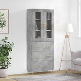 vidaXL Visoka komoda betonsko siva 69,5x34x180 cm inženirski les | Shoptok.si