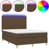 box spring s madracem LED tamnosmeđi 140x190 cm tkanina | shoptok.hr