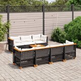 Maison Chic Seti vrtnega pohištva - Vrtna garnitura - Vrtni pohištvo set 8-delna z blazinami črn poli ratan, (21800053) | Shoptok.si