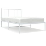 Maison Chic Kovinski Posteljni okvir - Dvoposteljna postelja - Zakonska postelja z vzglavjem bel 107x203 cm, (21693208) | Shoptok.si