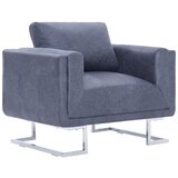 The Living Store Fotelj v obliki kocke sivo umetno semiš usnje - Fotelj, (21420366) | Shoptok.si