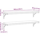  Zidne police 2 kom 100 x 30 cm crne nehrđajući čelik | shoptok.hr