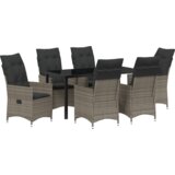 vidaXL 7-delni vrtnarski jedilni set z blazinami siva poli ratan | Shoptok.si