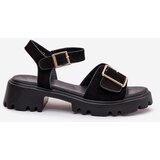 Boto Eco Suede Sandals Women's With Buckle Black Gofielle | Shoptok.si