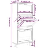 Ormarić za cipele crni 52 x 25 x 115 cm drvo i prirodni ratan | shoptok.hr