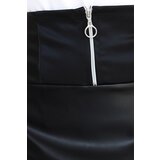 numoco basic 583-1 Elegant Leather Skirt with Zipper - Black | shoptok.hr