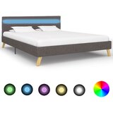 vidaXL Posteljni okvir z LED osvetlitvijo svetlo sivo blago 120x200 cm | Shoptok.si