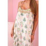 Kesi Włoski Women's dress with straps made of light viscose with a frill coral | ePonuda.com