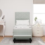 vidaXL Box Spring Postelja z Vzmetnico & Klopjo Svetlo Siva 80x200 cm Pliš | Shoptok.si