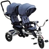 Playtime 412 twins tricikl za dvoje dece sa rotirajućim sedištem sivi Cene