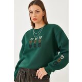 Bianco Lucci Women's Three Thread Raised Heart Printed Sweatshirt | Shoptok.si