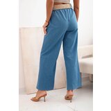 Kesi Włoski Women's cotton trousers with wide legs and a belt light denim | shoptok.hr