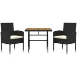  3-dijelni vanjski blagovaonski set od poliratana crni | shoptok.hr
