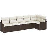 vidaXL Set 6 komada vrtne sofe s jastučićima smeđi poli ratan, 2-sjedalna vrtna sofa s jastučićima smeđi poli ratan Cijene